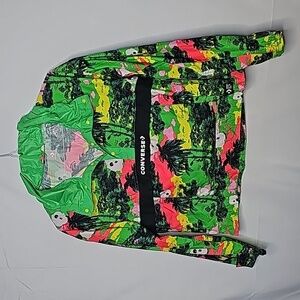 Converse Anorak packable palm tree retro vintage hooded windbreaker sz XS